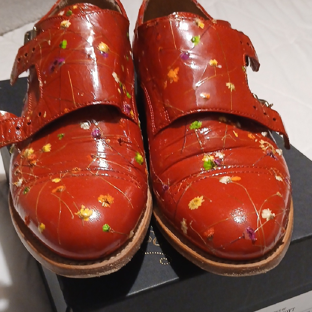 Angela Scott Red Floral Women's Loafers - Picture 4 of 7